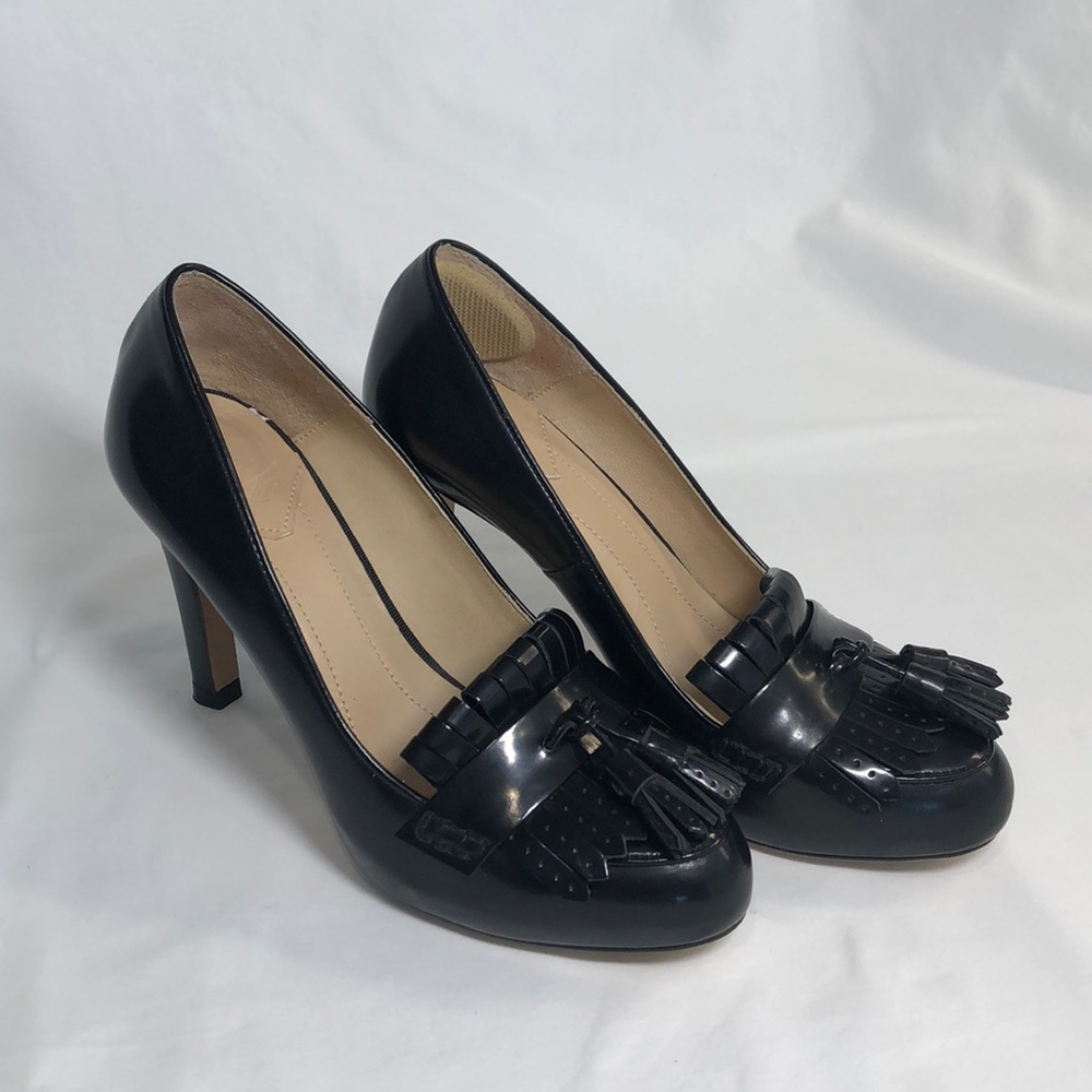 Massimo Dutti black pumps with fringe & tassels